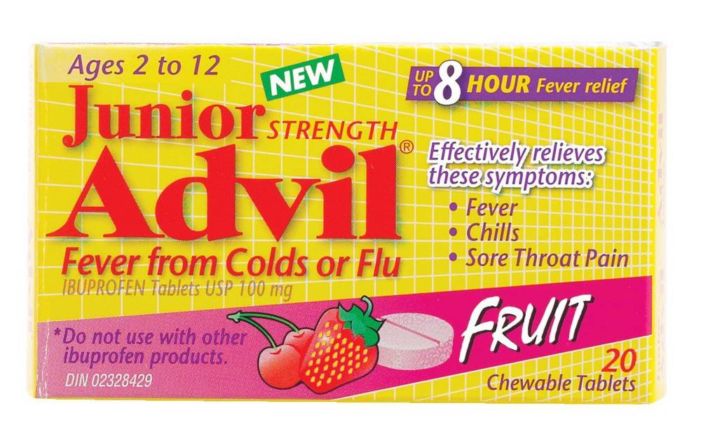 Advil Junior Strength Ibuprofen Fruit Chewable Tablets Usp 100 mg