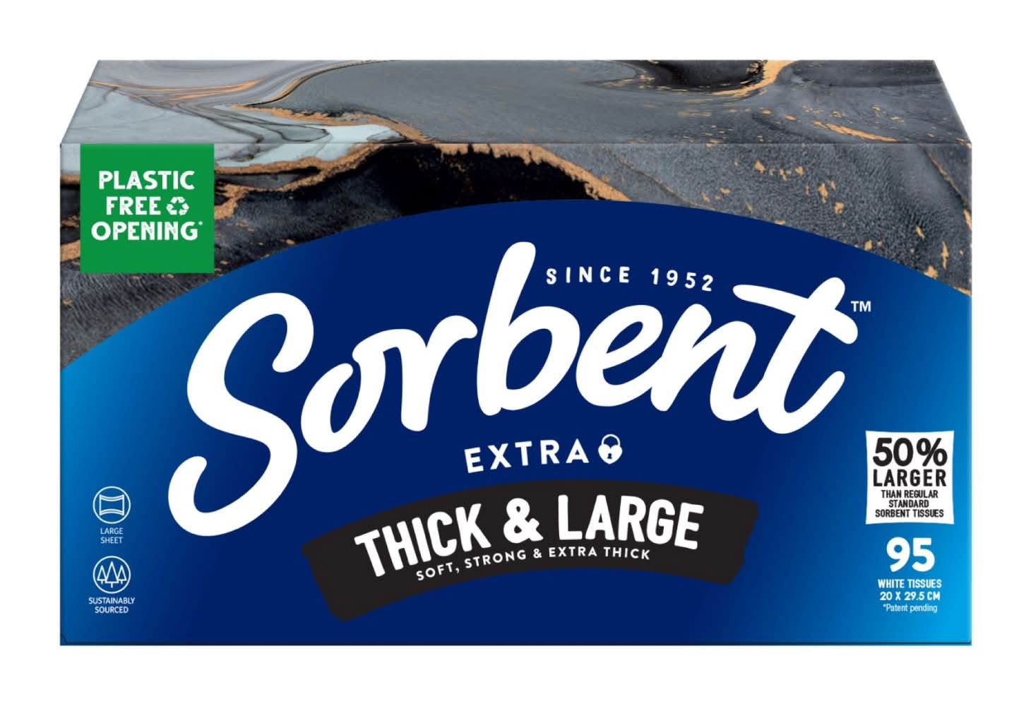 Sorbent Facial Tissues, 20x29.5 cm, White (95 pack)