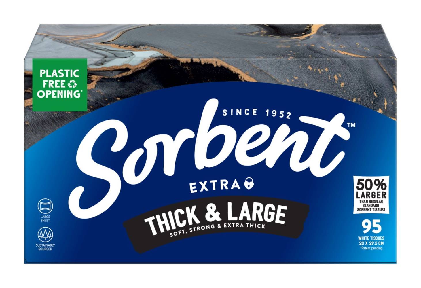 Sorbent Extra Thick & Large Facial Tissues, White (95 pack)