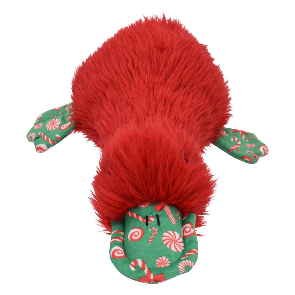 Holiday Duckworth Plush Dog Toy (Color: Red)