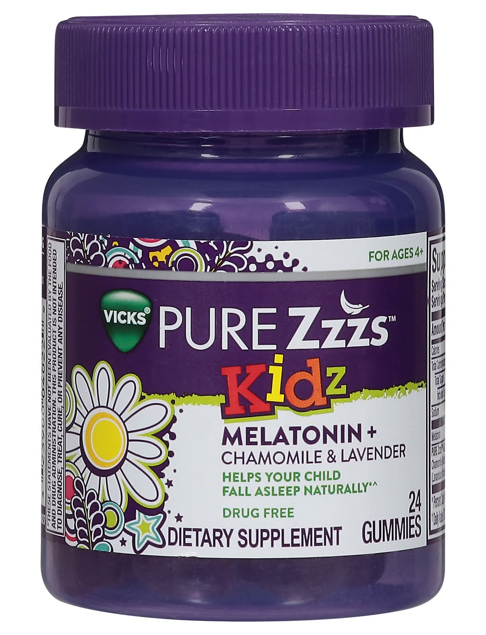 Vicks Pure Zzzs Kidz Melatonin + Chamomile & Lavender Gummies (4.8 oz)