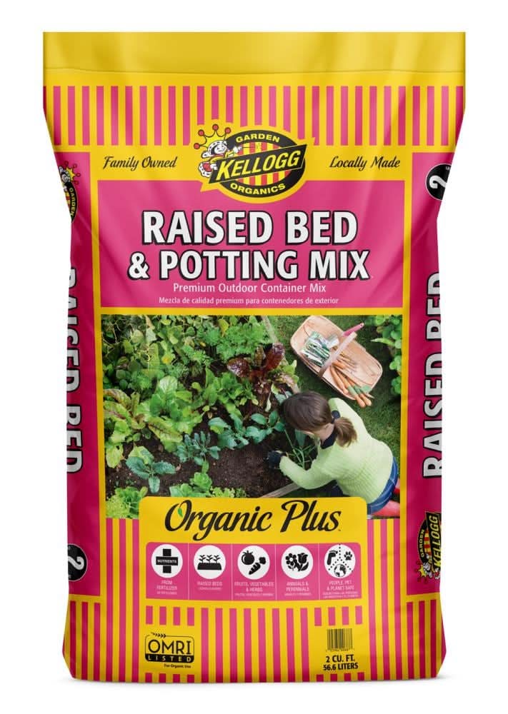 Kellogg Raised Bed and Potting Mix 2.0 Cubic feet Fruit flower and vegetable Organic Raised bed soil