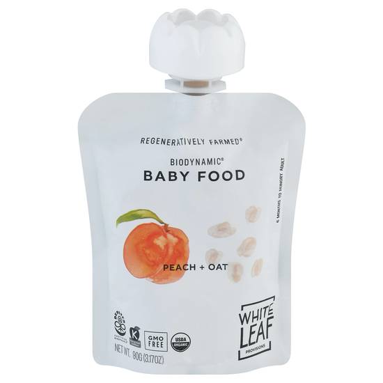 White Leaf Provisions Biodynamic Peach + Oat Baby Food