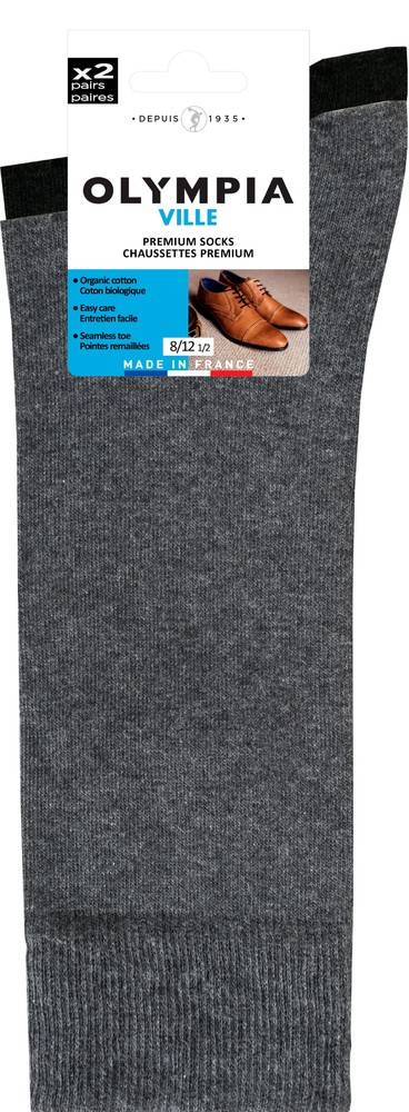 Olympia Black & Grey Cotton Premium Socks (2 pairs)