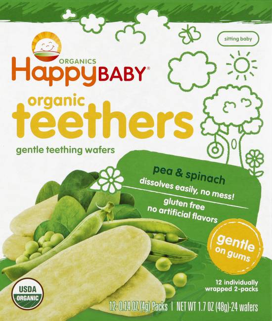 Happy Baby Organic Teethers Pea & Spinach Baby Food
