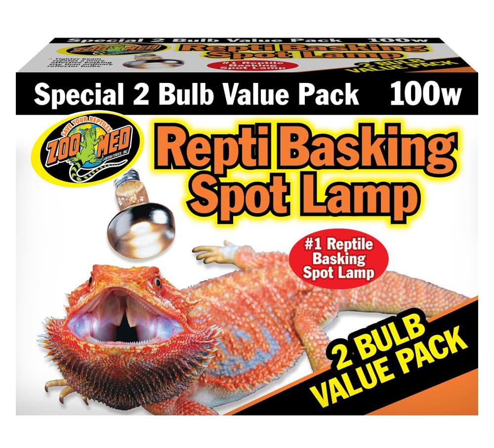 Zoo Med Repti Basking Spot® Lamp 2 Bulb Pack Reptile Terrarium Lighting Combo - 100 watt (Size: 100 Watts)