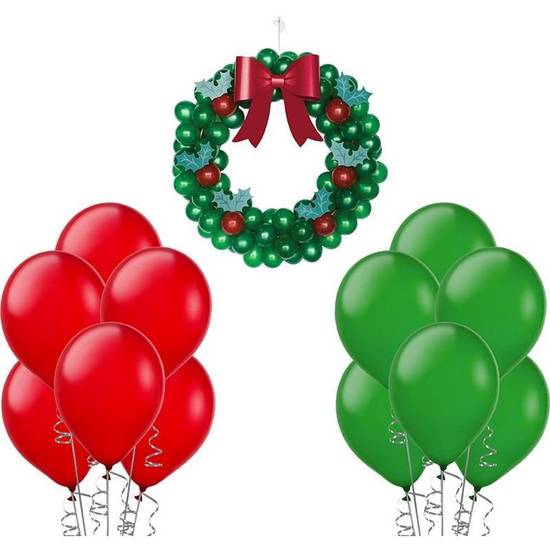 Uninflated DIY Air-Filled Christmas Latex Balloon Wreath Kit, 37in