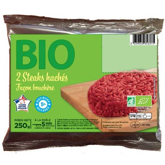 Steak hachés 5% mg Bio L'ARDOISE DU BOUCHER 250g