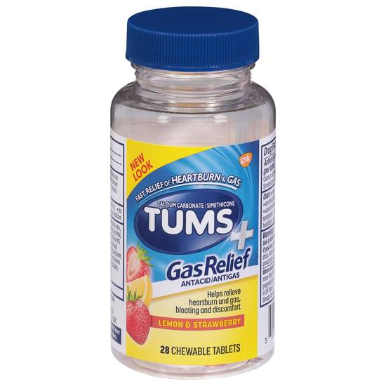 Tums Lemon & Strawberry Gas Relief Chewable Tablets (28 ct)