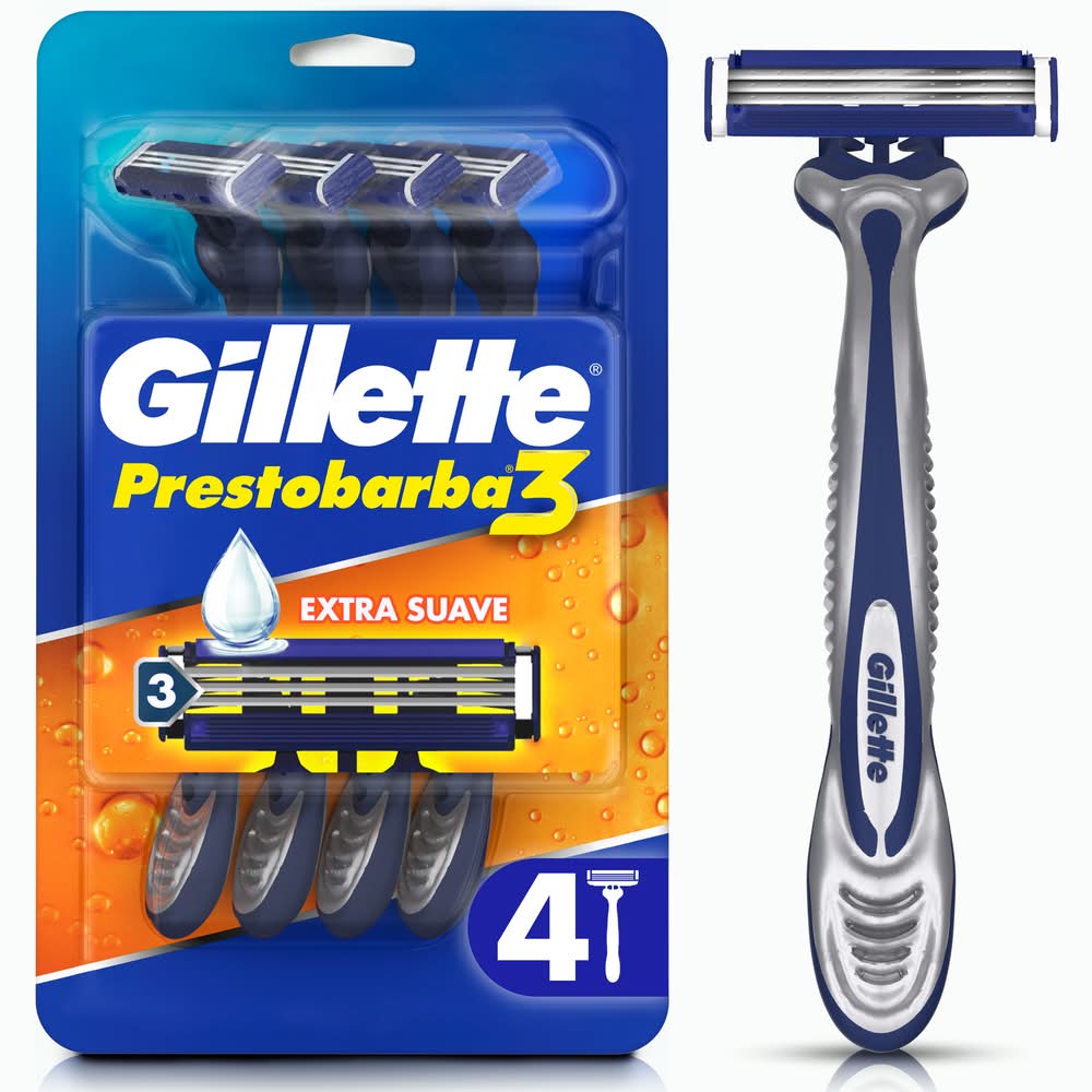 Gillette · Rastrillo prestobarba 3 desechable extra suave (4 un)