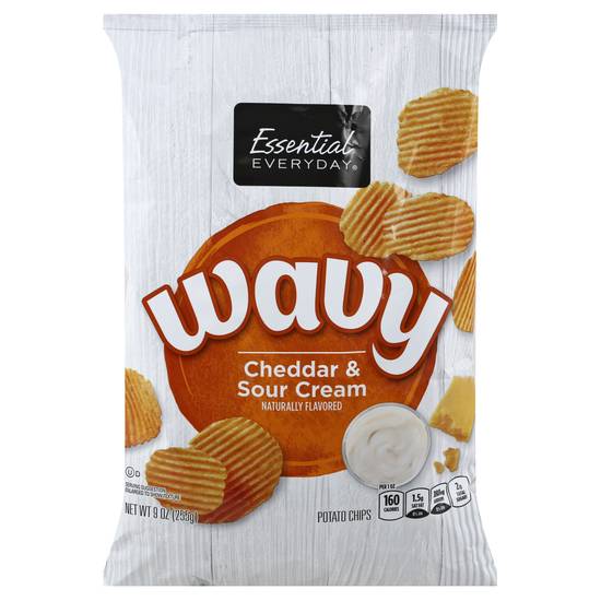 Essential Everyday Cheddar & Sour Cream Wavy Potato Chips (9 oz)