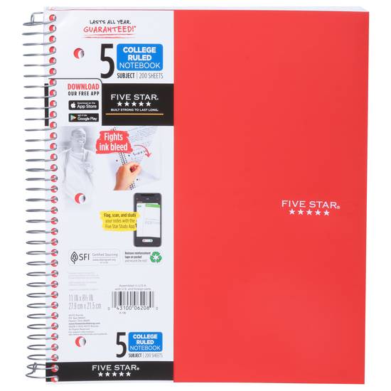 Five Star 5 Subject College Ruled Wirebound Notebook (1 notebook)
