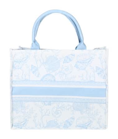 Floral Statement Tote Bag Light Blue