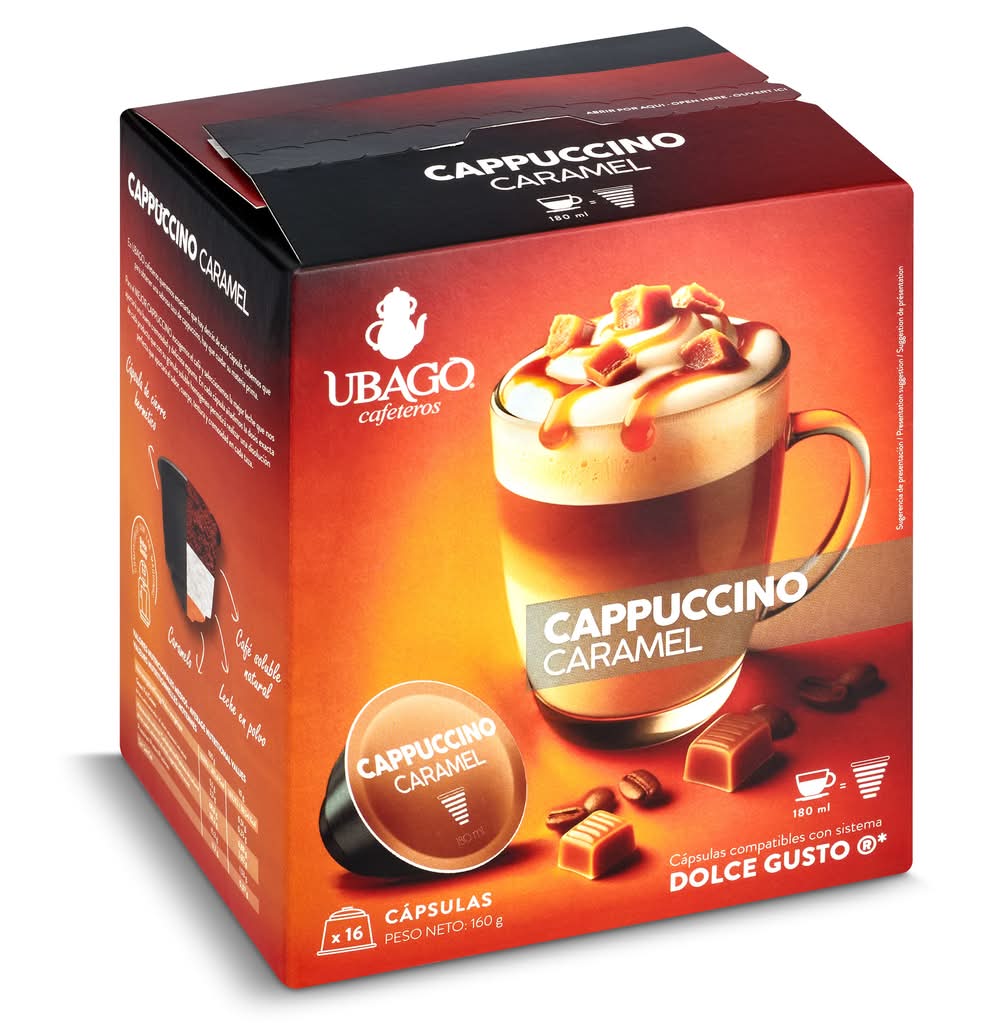 Café En Cápsulas Capuccino Con Aroma A Caramelo Ubago Caja 16 Unidades