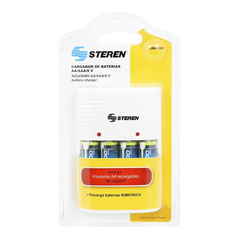 Steren · Cargador de baterías aa/aaa/9v (5 un)