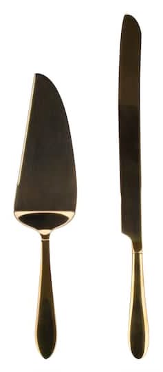 Celebrate It Finished Stainless Steel Cake Knife & Server Set, 9.45x1.97-11.22x0.6 in , Gold (2 ct)