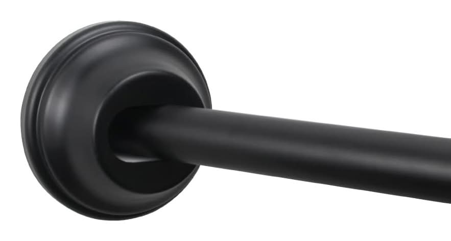 allen + roth 44-in to 72-in Matte Black Fixed or tension Single curve Adjustable Shower Curtain Rod