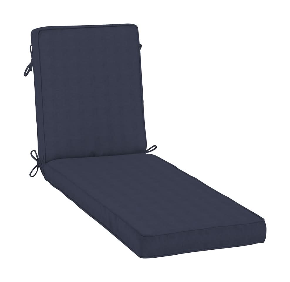 allen + roth with STAINMASTER 47-in x 23-in Navy Madera Linen Patio chaise lounge chair cushion