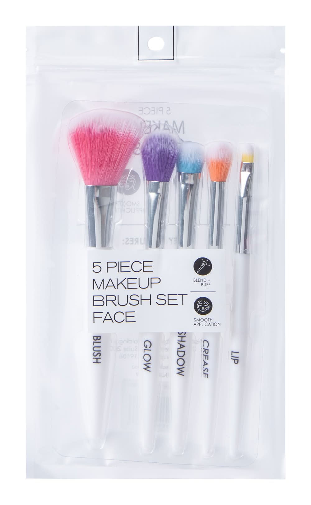 Face Makeup Brush Set 5-Pcs White Multi