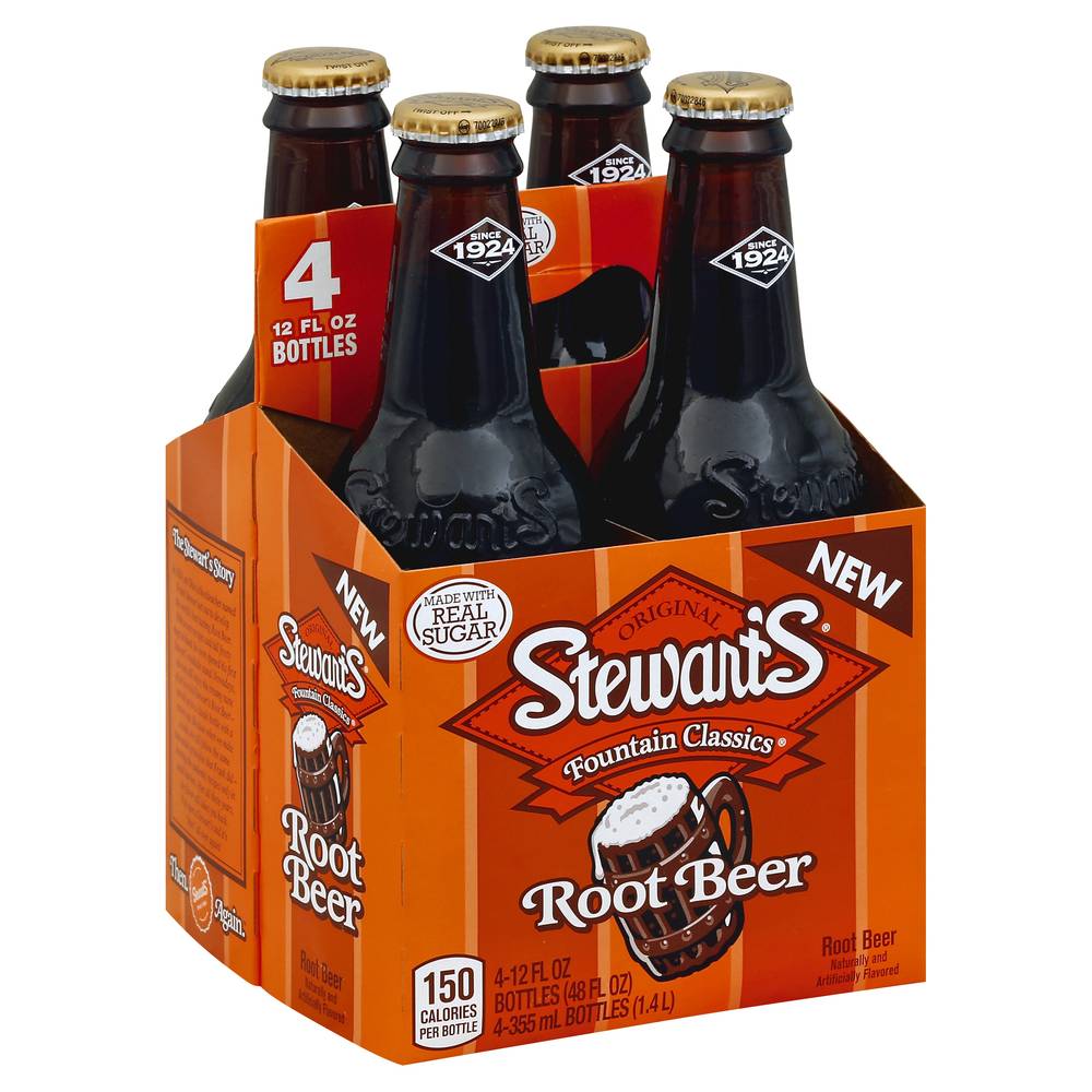 Stewart's Fountain Classic Root Beer (4 x 12 fl oz)