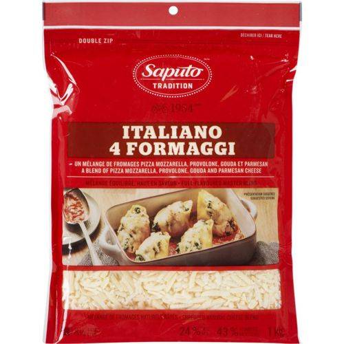 Saputo italiano 4 formaggi mélange de fromages râpés 24% m.g. - italiano 4 formaggi shredded cheese blend 24% m.f.
