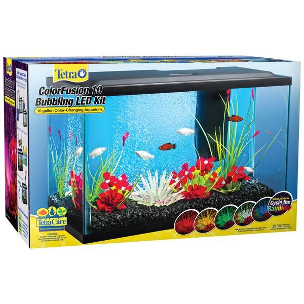 Tetra ColorFusion Bubbling Multi LED Starter Aquarium Kit, 10 Gallon