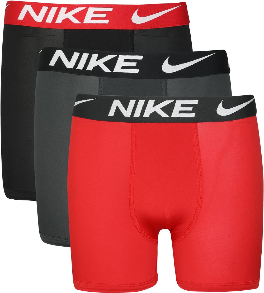 Nike Boys' MICRO Essential Dri-Fit Boxer Briefs, 3 Piece Set (University Red/Black, XL)