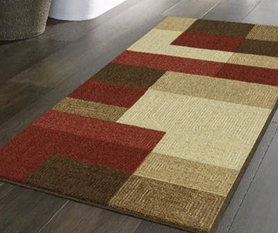 Broyhill Textured Block Runner (red-brown)