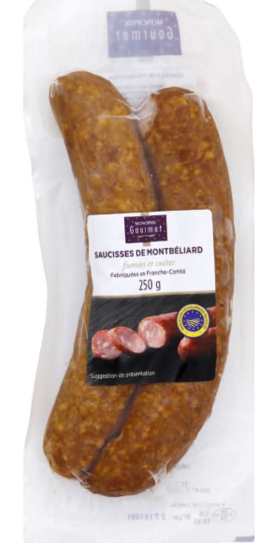 Monoprix Gourmet - Saucisses de montbéliard fumées et cuites (2)