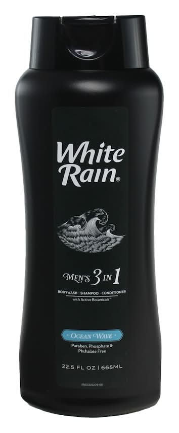 White Rain 3-In-1 Body Wash Shampoo & Conditioner, Ocean Wave, Men (22.5 fl oz)