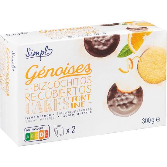 Simpl - Génoises biscuits (orange - chocolat noir)