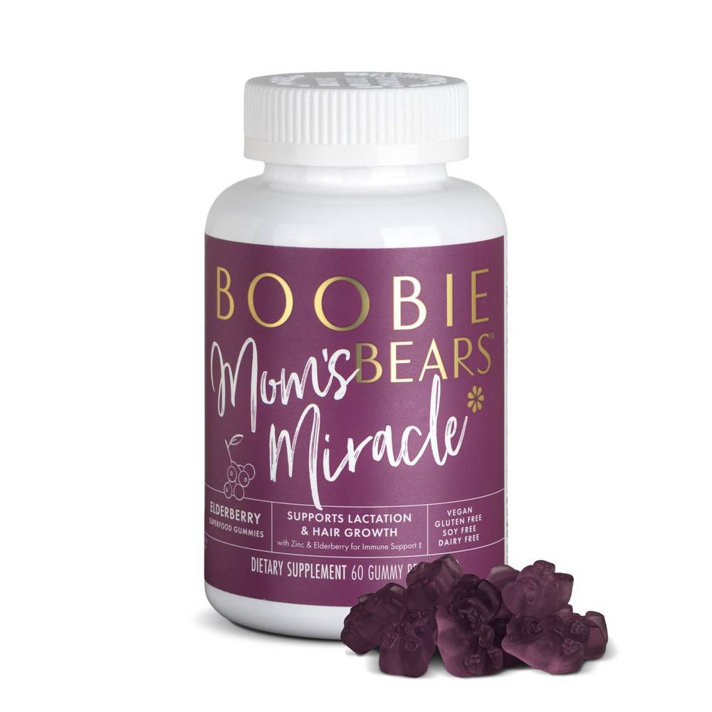 Boobie Bears Mom's Miracle Supports Lactation Gummies, Elderberry (60 ct)