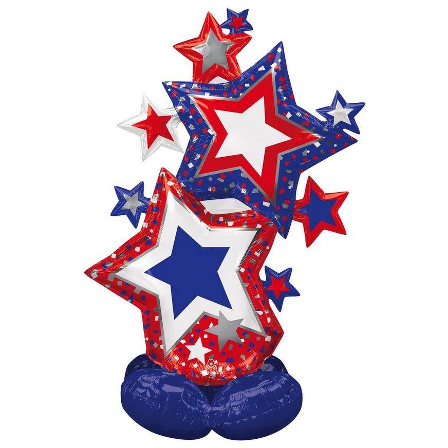 Uninflated Airloonz Patriotic Star Cluster Foil Balloon, 5.25ft