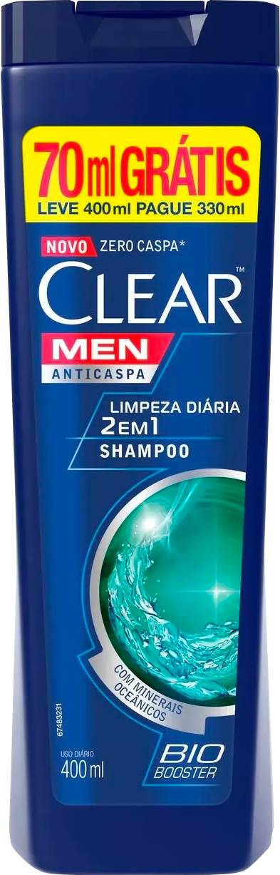 Clear shampoo anticaspa men 2 em 1 limpeza diária (400 ml)