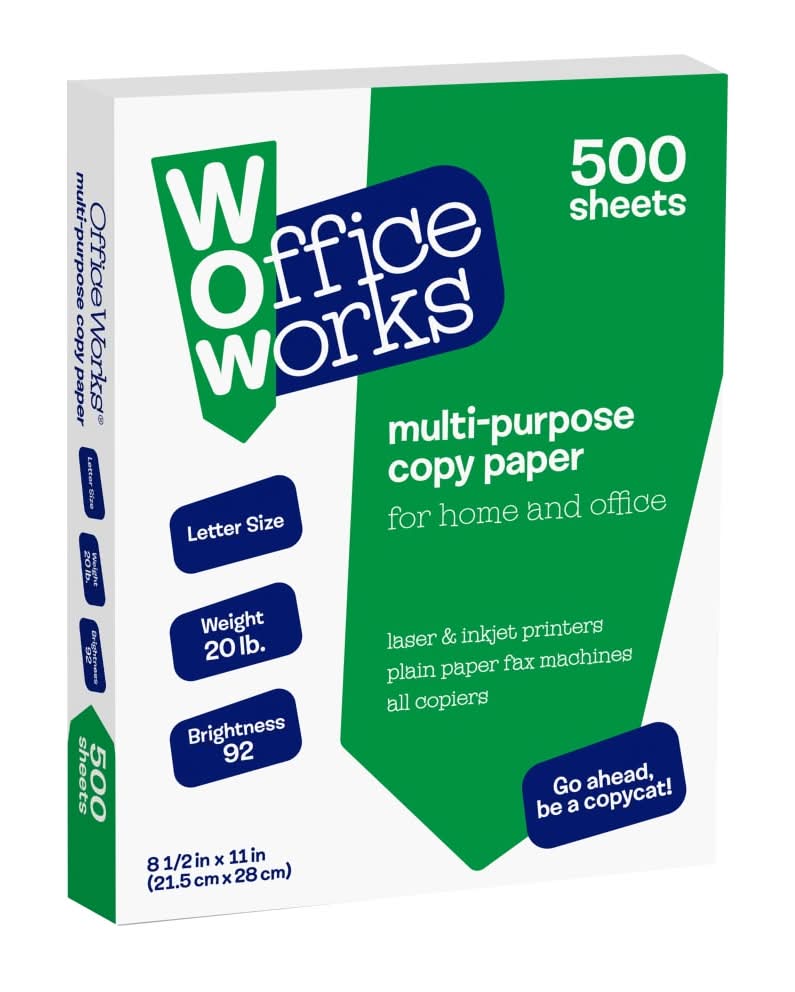 Kroger Office Works Multi Purpose Copy Paper, 8.5x11 in, White (500 ct)