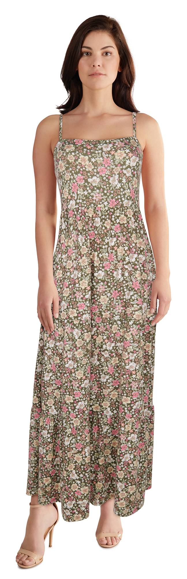 mySTYLE Women's Printed Maxi Dress (L, Dk Grey FL1)