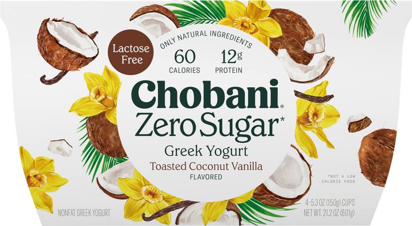 Chobani Zero Sugar Toasted Greek Yogurt (4 ct) (coconut-vanilla)