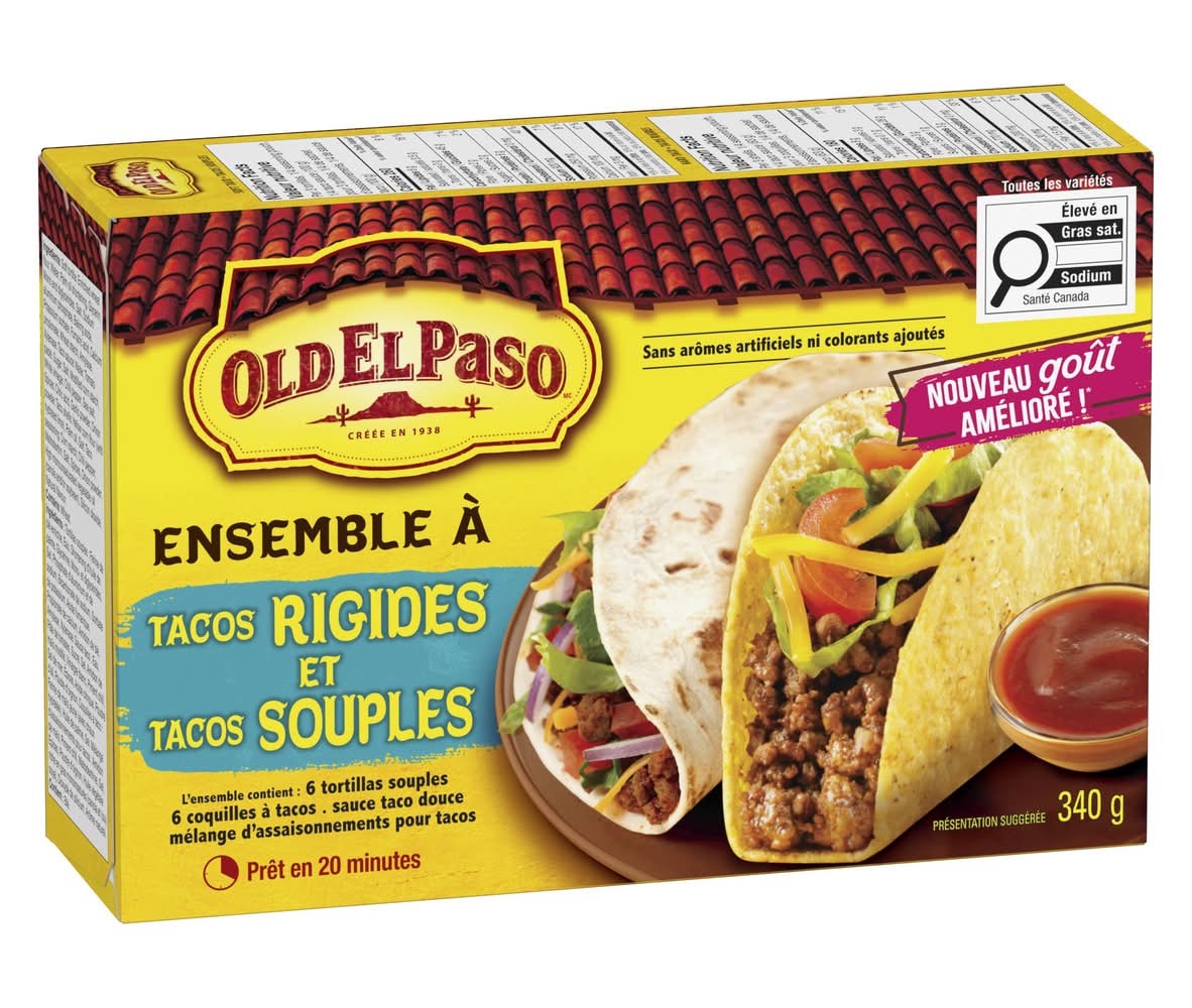 Old el paso kit tacos durs et mous (12 unités) - old el paso hard & soft taco dinner kit (340 g)
