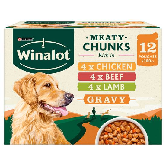 WINALOT Adult Dog Food Pouch Mixed in Gravy 12x100g