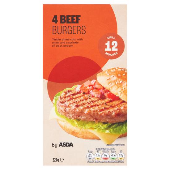 Asda 4 Beef Burgers 227g