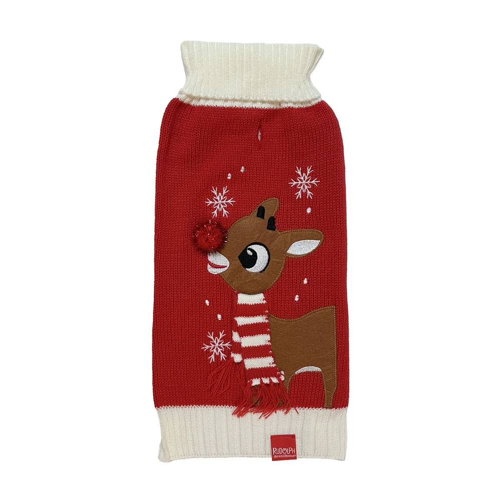 Rudolph Holiday Pet Sweater, Small, Red