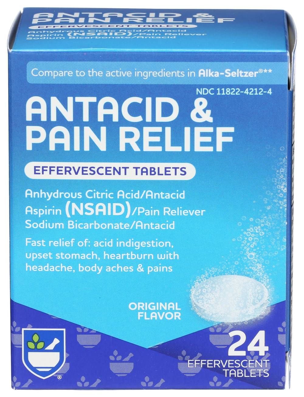 Rite Aid Pain and Antacid Effervescent Tablets - Original, 24 ct