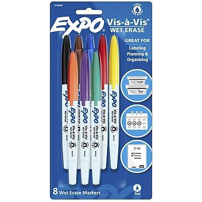 Expo Vis-A-Vis Wet-Erase Fine-Tip Markers Assorted Colors