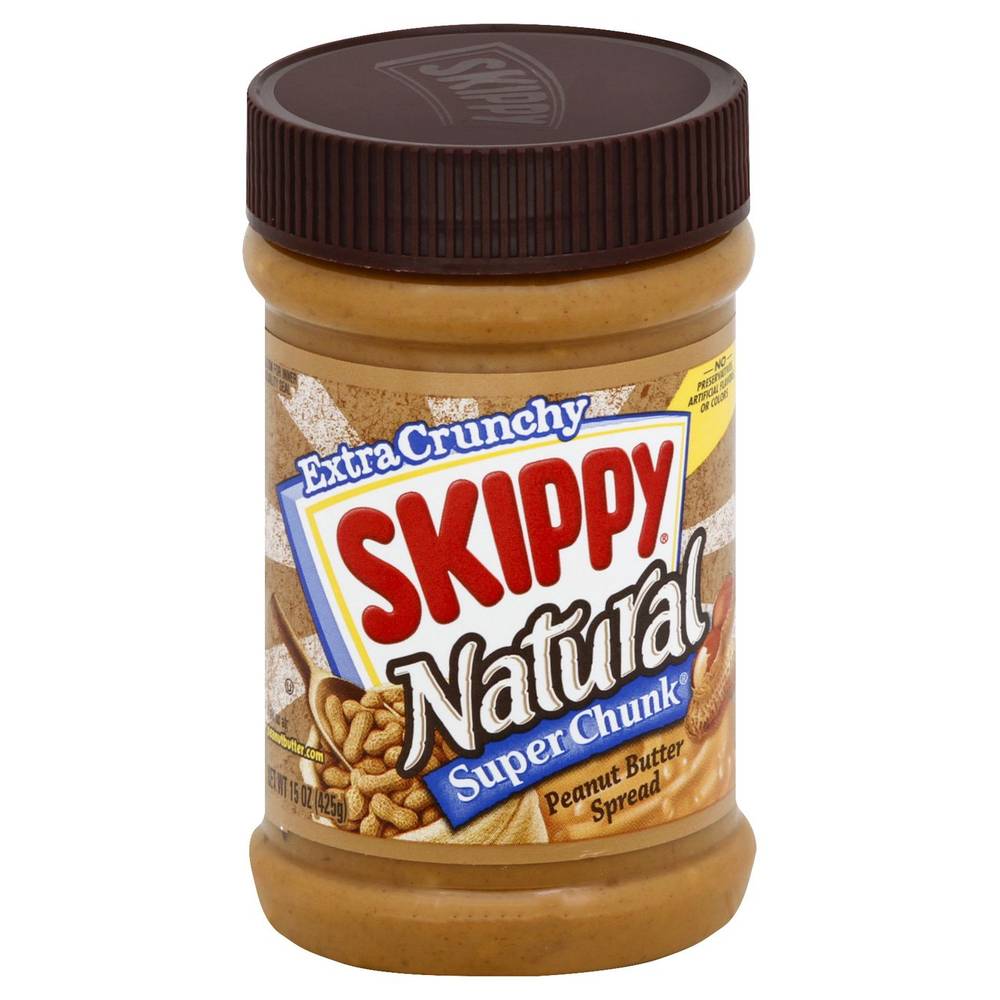 Skippy Peanut Butter Spread, Extra Crunchy, Super Chunk 15 Oz
