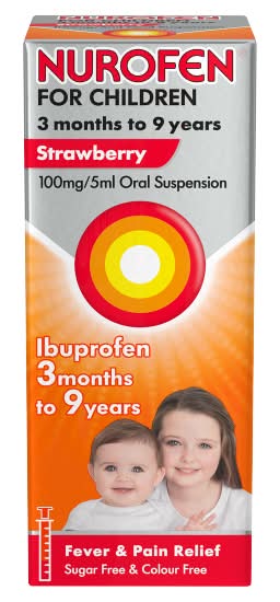 Nurofen Children Strawberry Oral Suspension 3mths To 9yrs Ibuprofen (100ml)
