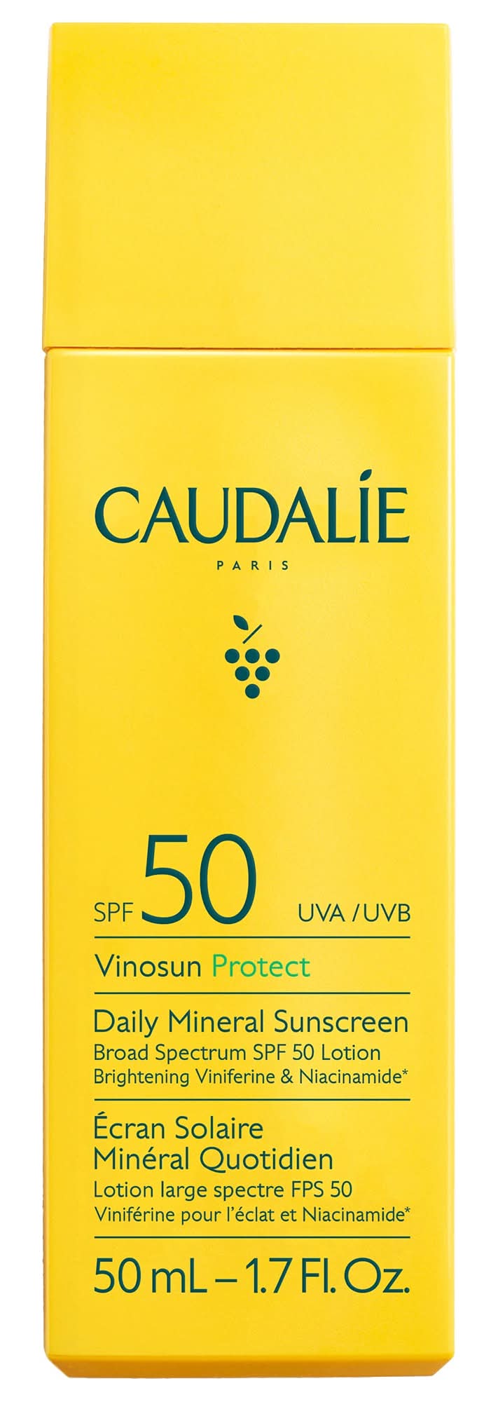 Caudalie Vinosun Protect Brightening Daily Mineral Face Sunscreen SPF 50 with Niacinamide 1.7 oz / 50 ml