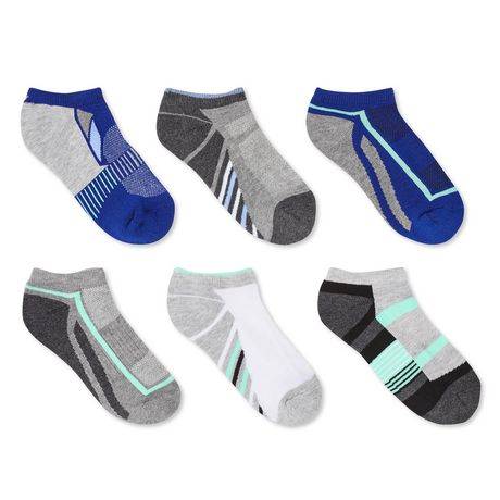 Athletic Works Boys'' Low-Cut Socks 6-Pack (Color: Blue, Size: 11-2)