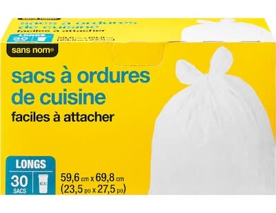 No name sacs poubelle de cuisine hauts à fermeture rapide - quick-tie tall kitchen garbage bags (30 unités) (23.5x27.5 in)