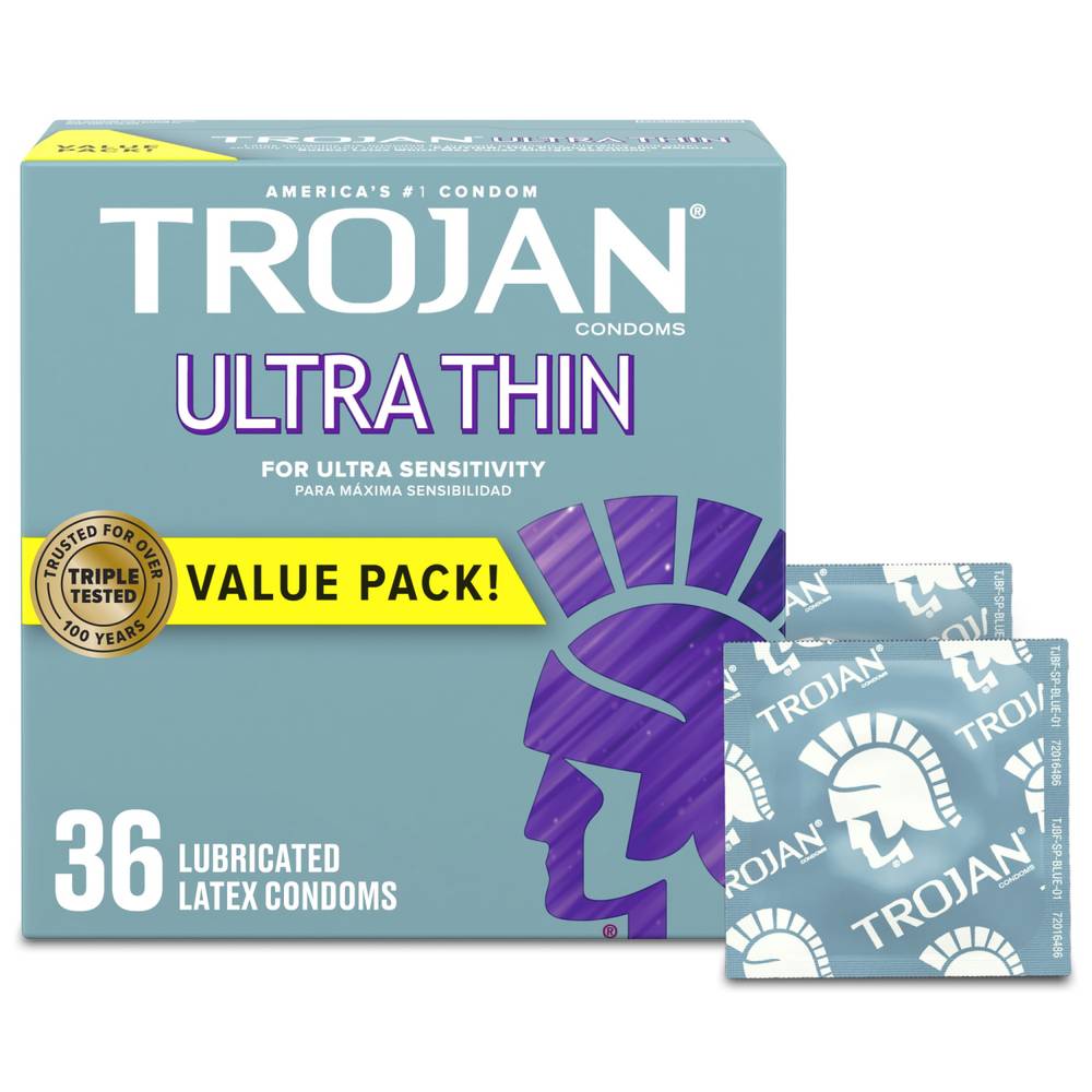 Trojan Ultra Thin Premium Lubricated Condoms (36 ct)