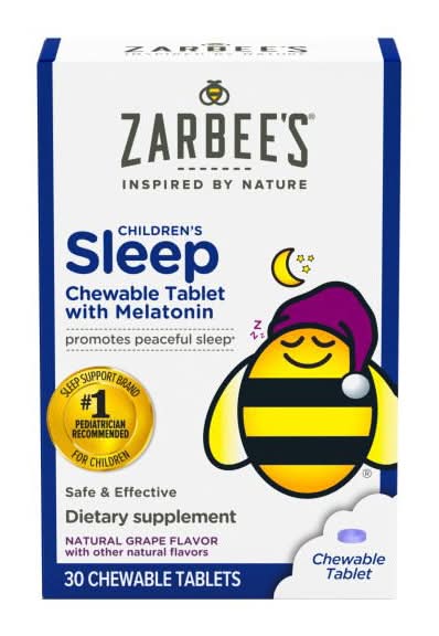 Zarbee's Kids Sleep with Melatonin Chewables, Drug-Free, Natural Grape 30 Ct